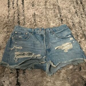 Levi’s Light Wash Distressed Denim Shorts, Waist 30